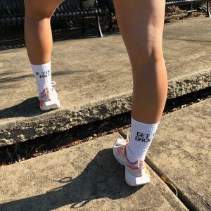 White Graphic Crew Socks